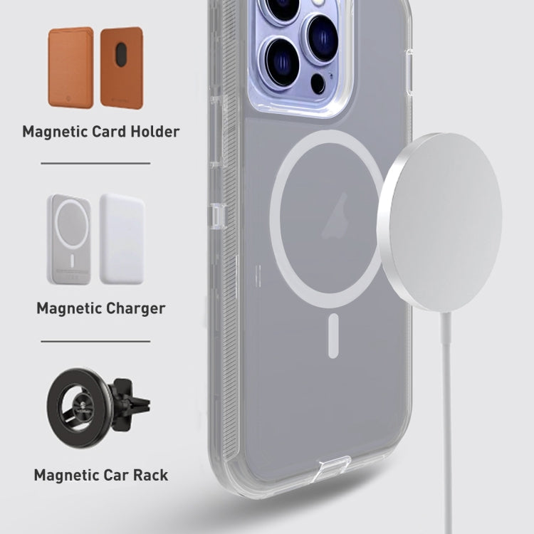 For iPhone 14 Shockproof MagSafe Magnetic Phone Case(Transparent Grey) - iPhone 14 Cases by PMC Jewellery | Online Shopping South Africa | PMC Jewellery