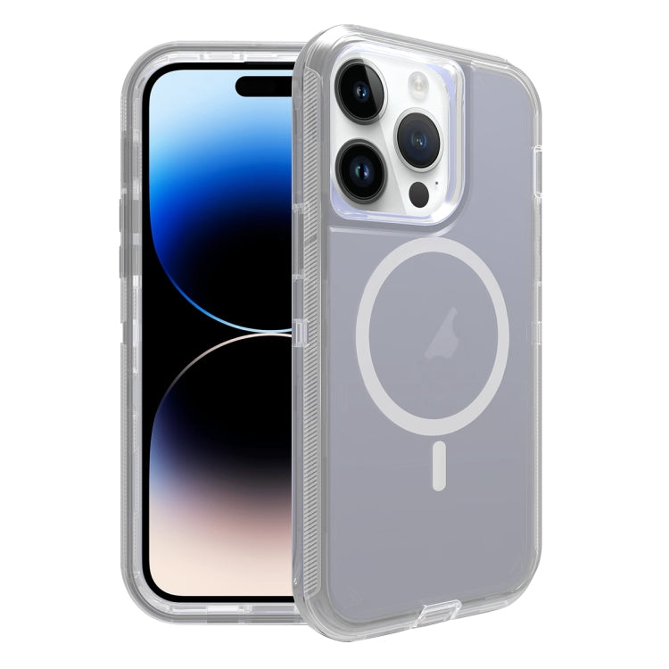 For iPhone 14 Pro Shockproof MagSafe Magnetic Phone Case(Transparent Grey) - iPhone 14 Pro Cases by PMC Jewellery | Online Shopping South Africa | PMC Jewellery