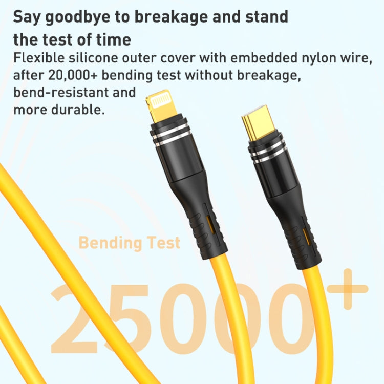 USB-C / Type-C to 8 Pin Liquid Silicone Charging Data Cable, Length: 1.2m(Yellow) - 2 in 1 Cable by PMC Jewellery | Online Shopping South Africa | PMC Jewellery | Buy Now Pay Later Mobicred