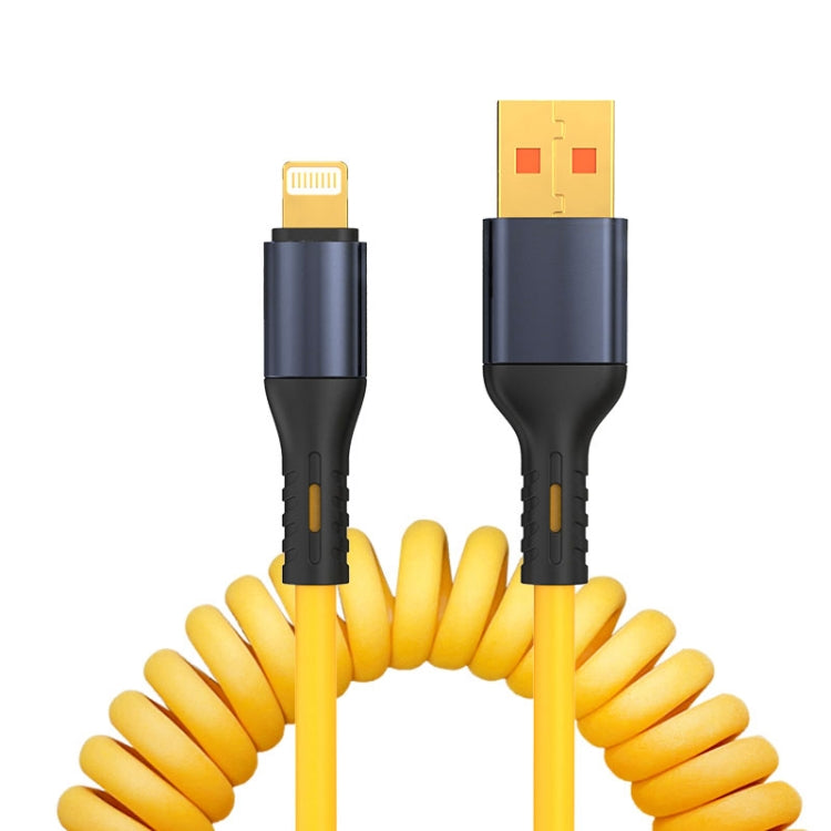 XJ-U101 USB to 8 Pin Spring Charging Data Cable, Length: 1.5m(Yellow) - Normal Style Cable by PMC Jewellery | Online Shopping South Africa | PMC Jewellery | Buy Now Pay Later Mobicred