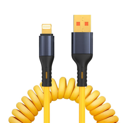 XJ-U101 USB to 8 Pin Spring Charging Data Cable, Length: 1.5m(Yellow) - Normal Style Cable by PMC Jewellery | Online Shopping South Africa | PMC Jewellery | Buy Now Pay Later Mobicred