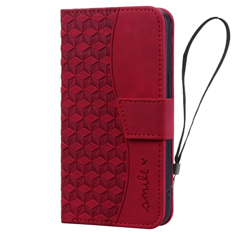 For iPhone 16 Business Diamond Buckle Leather Phone Case with Lanyard(Wine Red) - iPhone 16 Cases by PMC Jewellery | Online Shopping South Africa | PMC Jewellery | Buy Now Pay Later Mobicred