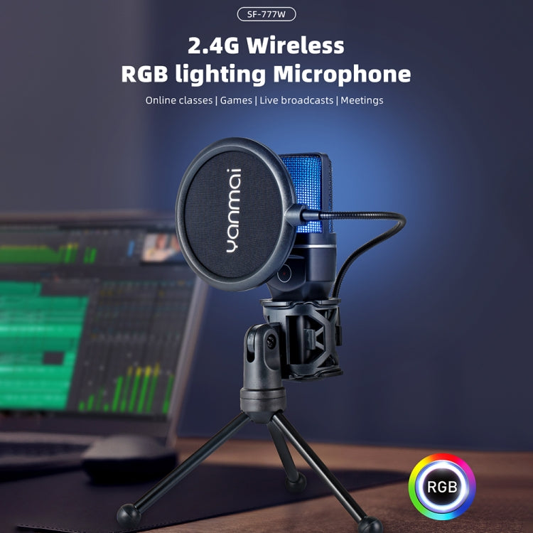 Yanmai SF-777W 2.4G Wireless Gaming Desktop Microphone with RGB Light & Blowout Net - Microphone by Yanmai | Online Shopping South Africa | PMC Jewellery | Buy Now Pay Later Mobicred