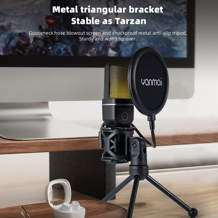 Yanmai SF-777W 2.4G Wireless Gaming Desktop Microphone with RGB Light & Blowout Net - Microphone by Yanmai | Online Shopping South Africa | PMC Jewellery | Buy Now Pay Later Mobicred