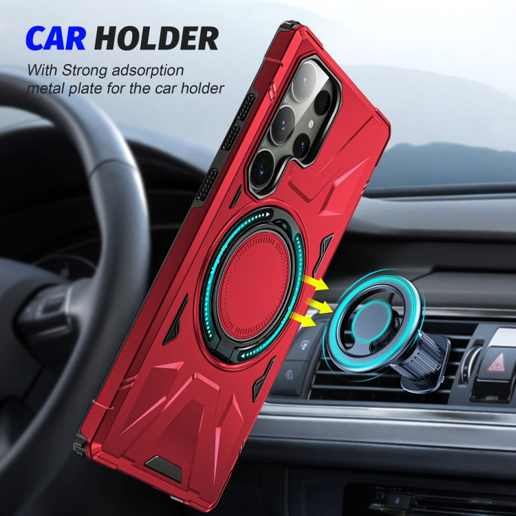 For Samsung Galaxy S23 5G MagSafe Magnetic Shockproof Phone Case with Ring Holder(Red) - Galaxy S23 5G Cases by PMC TechLife | Online Shopping South Africa | PMC TechLife