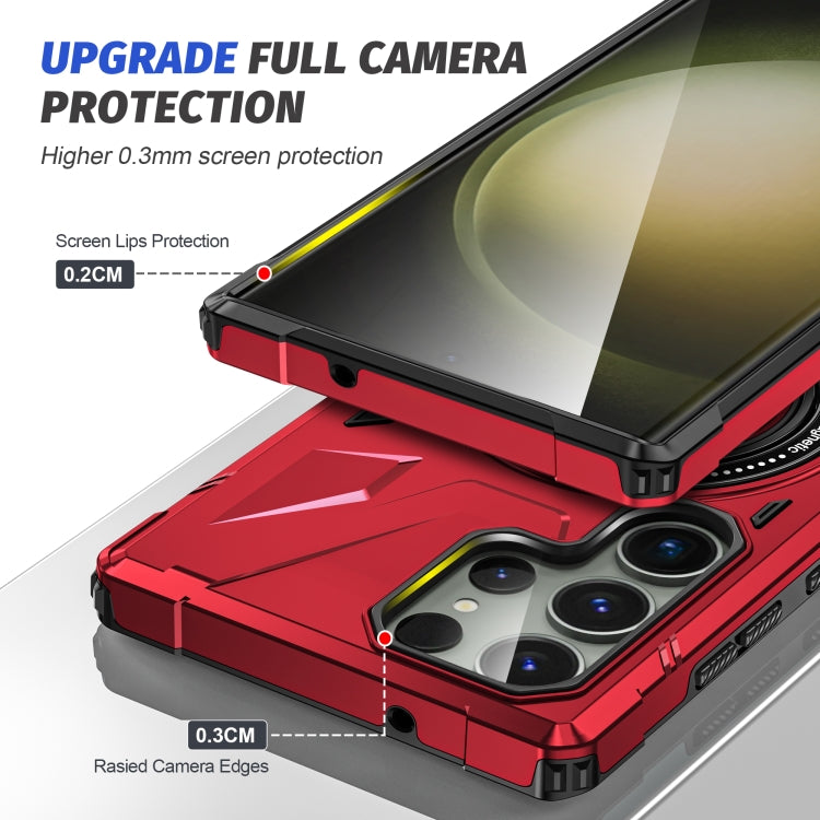 For Samsung Galaxy S23 5G MagSafe Magnetic Shockproof Phone Case with Ring Holder(Red) - Galaxy S23 5G Cases by PMC TechLife | Online Shopping South Africa | PMC TechLife