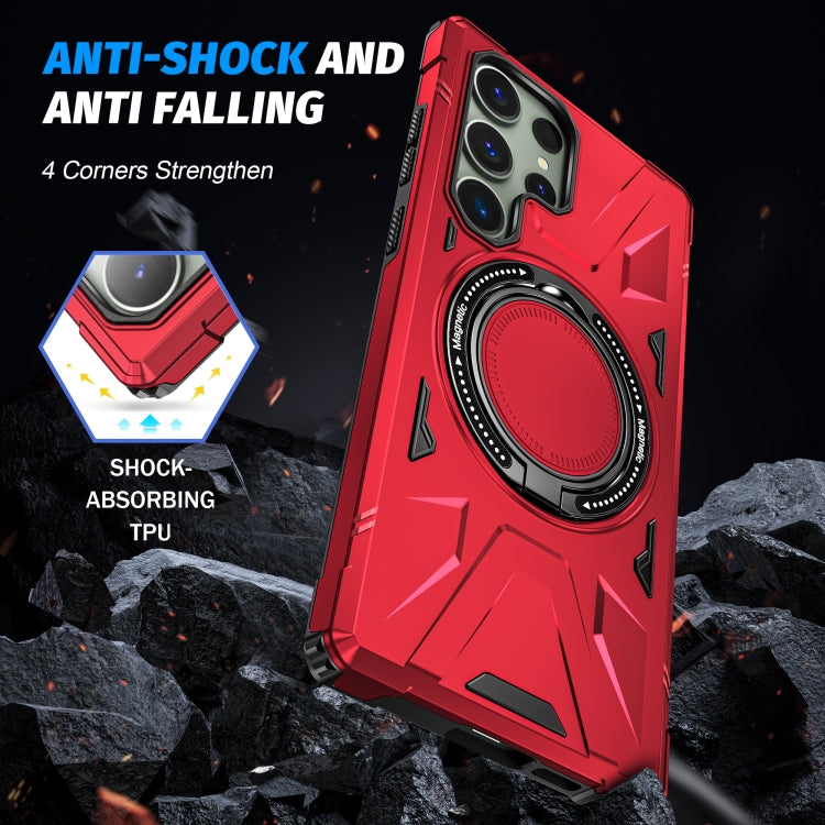 For Samsung Galaxy S23 5G MagSafe Magnetic Shockproof Phone Case with Ring Holder(Red) - Galaxy S23 5G Cases by PMC Jewellery | Online Shopping South Africa | PMC Jewellery