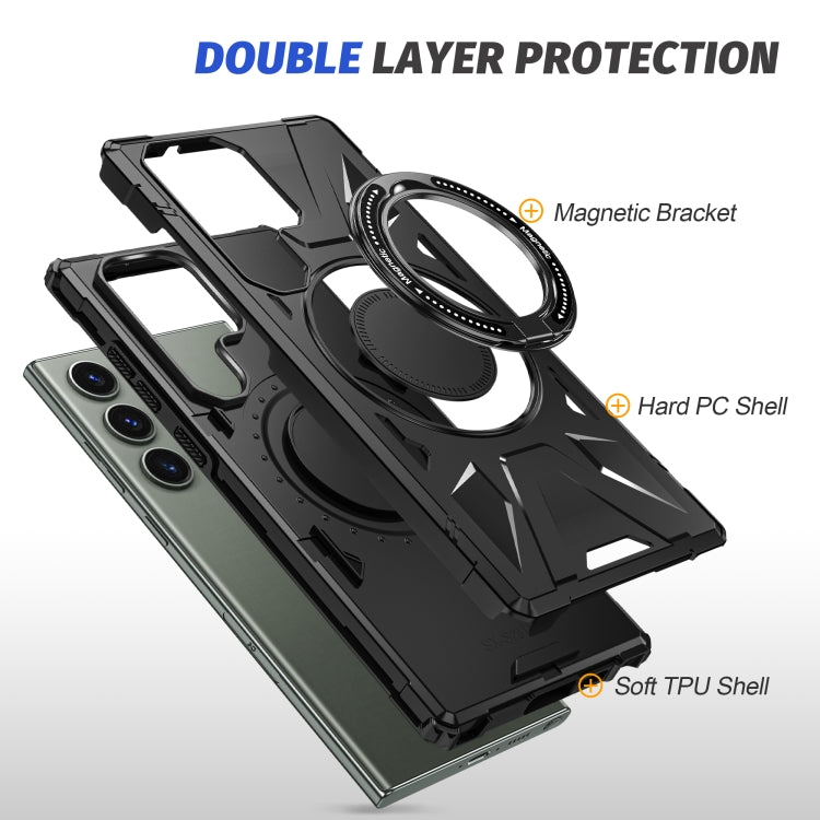For Samsung Galaxy S23+ 5G MagSafe Magnetic Shockproof Phone Case with Ring Holder(Black) - Galaxy S23+ 5G Cases by PMC TechLife | Online Shopping South Africa | PMC TechLife