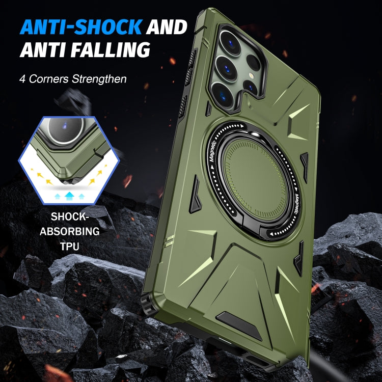 For Samsung Galaxy S23+ 5G MagSafe Magnetic Shockproof Phone Case with Ring Holder(Dark Green) - Galaxy S23+ 5G Cases by PMC Jewellery | Online Shopping South Africa | PMC Jewellery