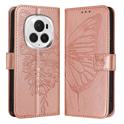 For Honor Magic6 Pro 5G Global Embossed Butterfly Leather Phone Case(Rose Gold) - Honor Cases by PMC Jewellery | Online Shopping South Africa | PMC Jewellery | Buy Now Pay Later Mobicred