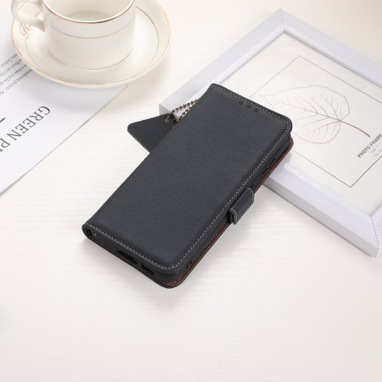 For Google Pixel 9 Side-Magnetic TJ Genuine Leather RFID Phone Case(Blue) - Google Cases by PMC TechLife | Online Shopping South Africa | PMC TechLife | Buy Now Pay Later Mobicred