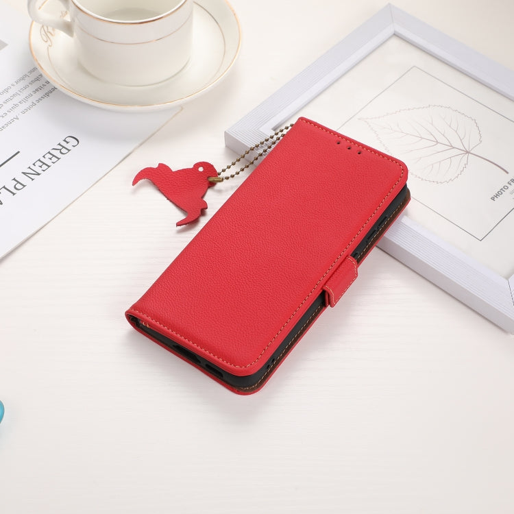 For Google Pixel 9 Side-Magnetic TJ Genuine Leather RFID Phone Case(Red) - Google Cases by PMC TechLife | Online Shopping South Africa | PMC TechLife | Buy Now Pay Later Mobicred