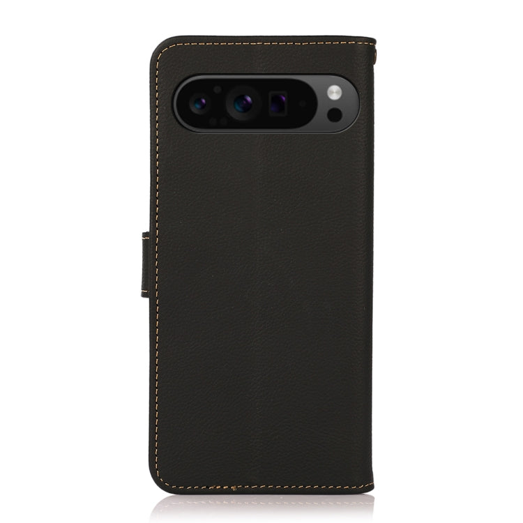 For Google Pixel 9 Pro KHAZNEH Custer Genuine Leather RFID Phone Case(Black) - Google Cases by PMC Jewellery | Online Shopping South Africa | PMC Jewellery | Buy Now Pay Later Mobicred