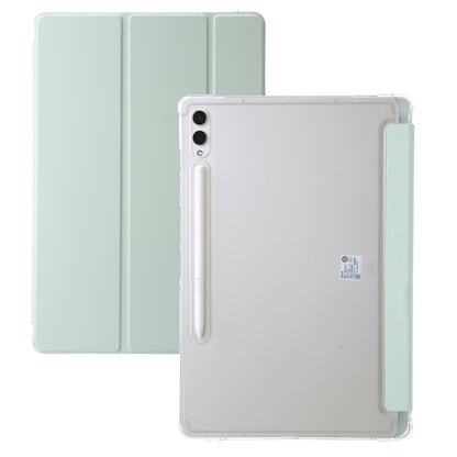 For Samsung Galaxy Tab S9 3-Fold Clear Acrylic Leather Tablet Case(Green) - Galaxy Tab S9 Cases by PMC Jewellery | Online Shopping South Africa | PMC Jewellery | Buy Now Pay Later Mobicred