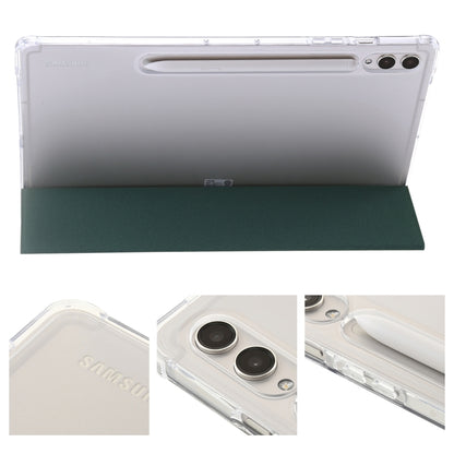 For Samsung Galaxy Tab S9 3-Fold Clear Acrylic Leather Tablet Case(Deep Green) - Galaxy Tab S9 Cases by PMC Jewellery | Online Shopping South Africa | PMC Jewellery | Buy Now Pay Later Mobicred