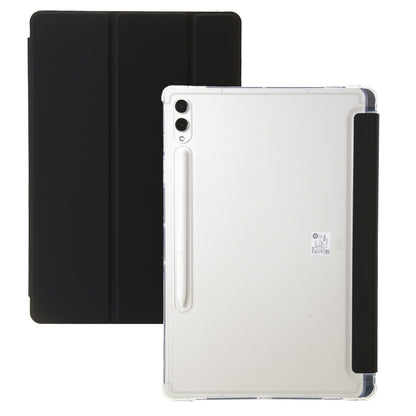 For Samsung Galaxy Tab S9 3-Fold Clear Acrylic Leather Tablet Case(Black) - Galaxy Tab S9 Cases by PMC Jewellery | Online Shopping South Africa | PMC Jewellery | Buy Now Pay Later Mobicred