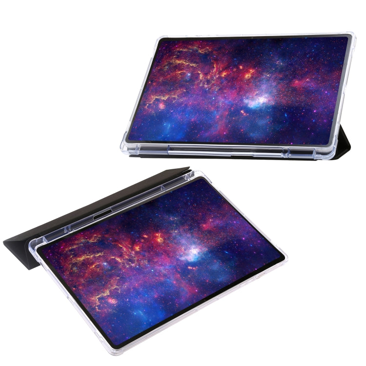 For Samsung Galaxy Tab S10 FE / S9 FE / S9 3-Fold Clear Acrylic Leather Tablet Case(Black) - Galaxy Tab S9 Cases by PMC Jewellery | Online Shopping South Africa | PMC Jewellery | Buy Now Pay Later Mobicred