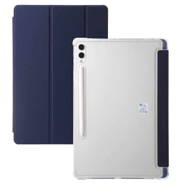 For Samsung Galaxy Tab S9+ 3-Fold Clear Acrylic Leather Tablet Case(Dark Blue) - Galaxy Tab S9+ Cases by PMC Jewellery | Online Shopping South Africa | PMC Jewellery | Buy Now Pay Later Mobicred