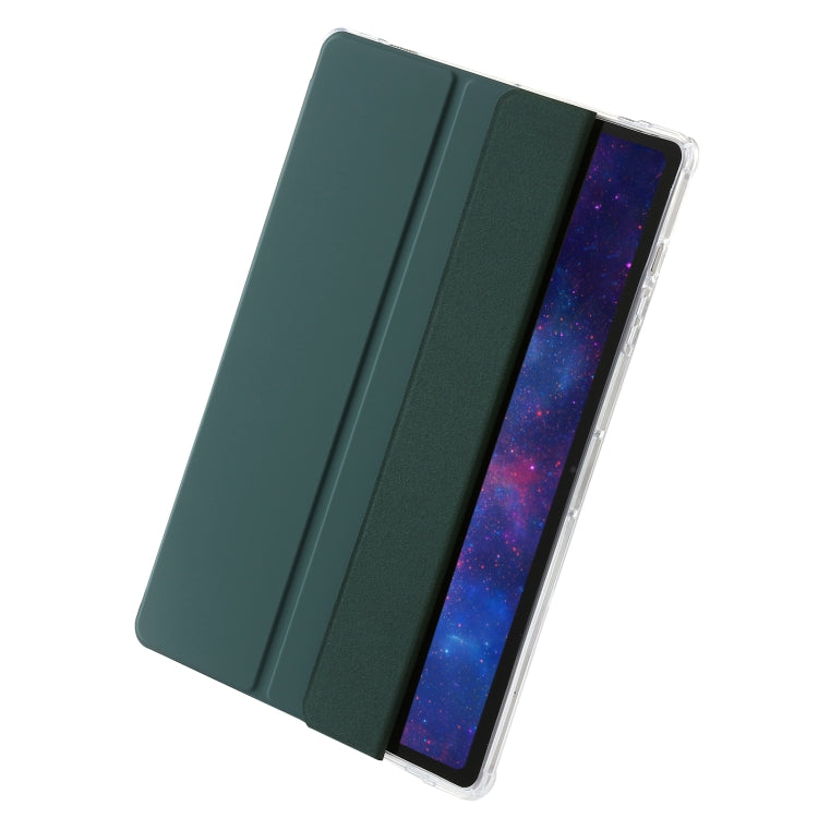 For Samsung Galaxy Tab S9+ 3-Fold Clear Acrylic Leather Tablet Case(Deep Green) - Galaxy Tab S9+ Cases by PMC Jewellery | Online Shopping South Africa | PMC Jewellery | Buy Now Pay Later Mobicred