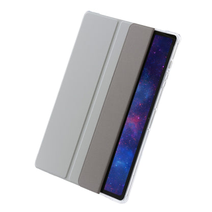 For Samsung Galaxy Tab S10 Ultra 3-Fold Clear Acrylic Leather Tablet Case(Grey) - Tab S10 Ultra Cases by PMC Jewellery | Online Shopping South Africa | PMC Jewellery | Buy Now Pay Later Mobicred