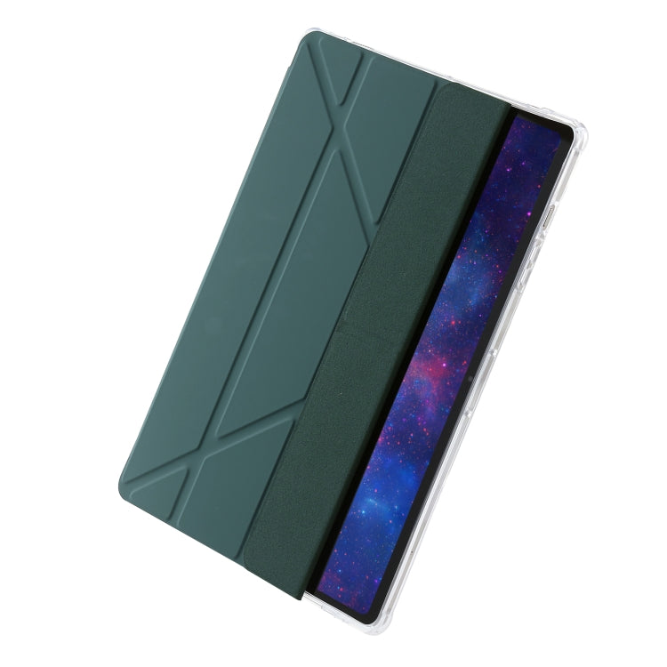 For Samsung Galaxy Tab S9 Clear Acrylic Deformation Leather Tablet Case(Deep Green) - Galaxy Tab S9 Cases by PMC Jewellery | Online Shopping South Africa | PMC Jewellery | Buy Now Pay Later Mobicred