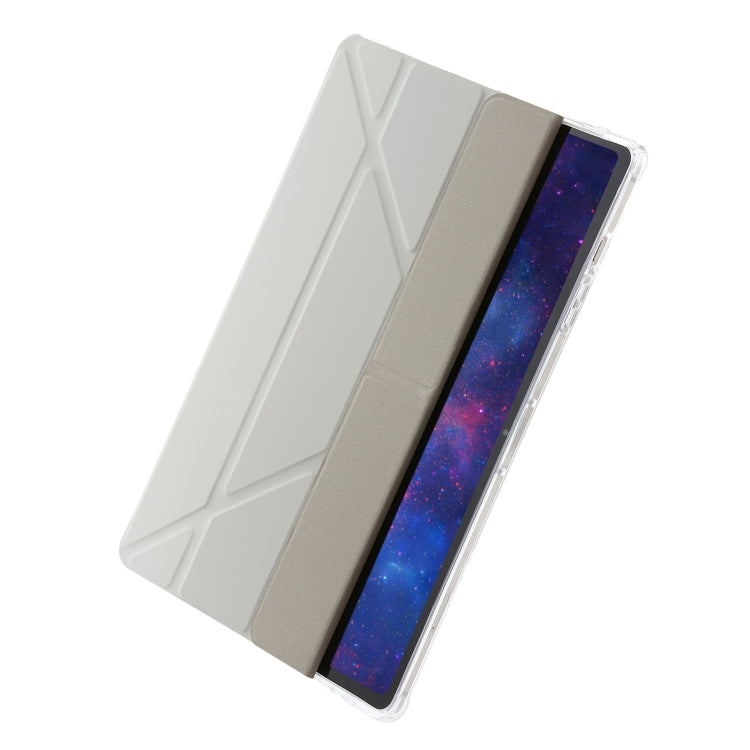 For Samsung Galaxy Tab S10+ / S9+ Clear Acrylic Deformation Leather Tablet Case(Grey) - Tab S10+ Cases by PMC Jewellery | Online Shopping South Africa | PMC Jewellery | Buy Now Pay Later Mobicred