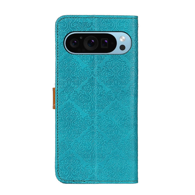 For Google Pixel 9 European Floral Embossed Leather Phone Case(Blue) - Google Cases by PMC Jewellery | Online Shopping South Africa | PMC Jewellery | Buy Now Pay Later Mobicred