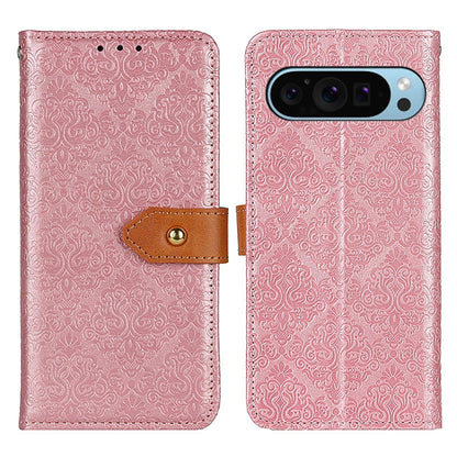 For Google Pixel 9 European Floral Embossed Leather Phone Case(Pink) - Google Cases by PMC Jewellery | Online Shopping South Africa | PMC Jewellery | Buy Now Pay Later Mobicred