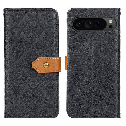 For Google Pixel 9 Pro European Floral Embossed Leather Phone Case(Black) - Google Cases by PMC Jewellery | Online Shopping South Africa | PMC Jewellery | Buy Now Pay Later Mobicred