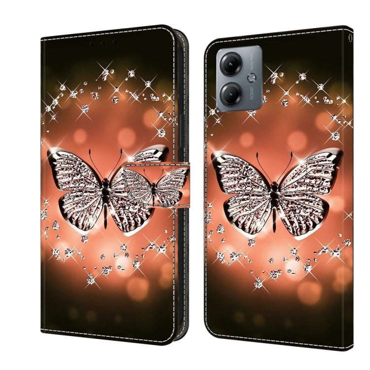 For Motorola Moto G14 Crystal 3D Shockproof Protective Leather Phone Case(Crystal Butterfly) - Motorola Cases by PMC Jewellery | Online Shopping South Africa | PMC Jewellery | Buy Now Pay Later Mobicred