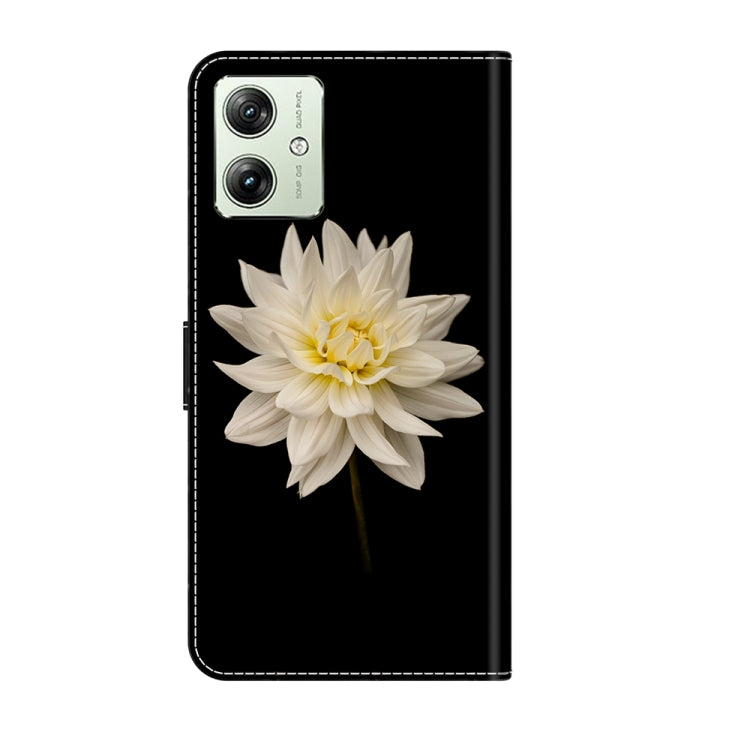 For Motorola Moto G54 Crystal 3D Shockproof Protective Leather Phone Case(White Flower) - Motorola Cases by PMC Jewellery | Online Shopping South Africa | PMC Jewellery | Buy Now Pay Later Mobicred