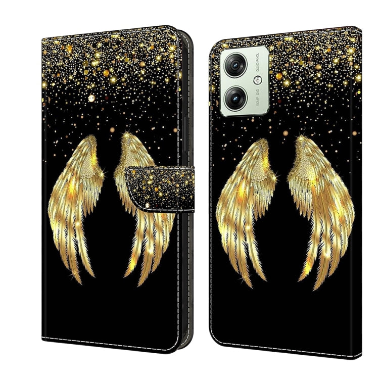 For Motorola Moto G54 Crystal 3D Shockproof Protective Leather Phone Case(Golden Wings) - Motorola Cases by PMC Jewellery | Online Shopping South Africa | PMC Jewellery | Buy Now Pay Later Mobicred