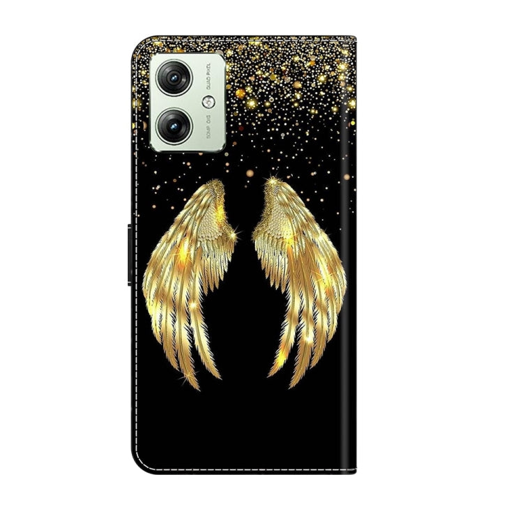 For Motorola Moto G54 Crystal 3D Shockproof Protective Leather Phone Case(Golden Wings) - Motorola Cases by PMC Jewellery | Online Shopping South Africa | PMC Jewellery | Buy Now Pay Later Mobicred