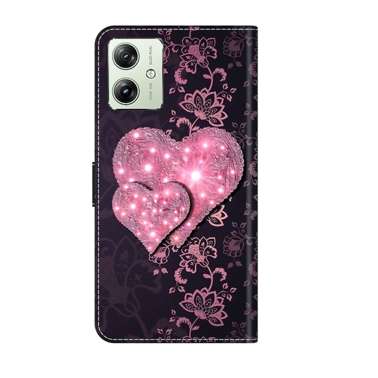 For Motorola Moto G54 Crystal 3D Shockproof Protective Leather Phone Case(Lace Love) - Motorola Cases by PMC Jewellery | Online Shopping South Africa | PMC Jewellery | Buy Now Pay Later Mobicred