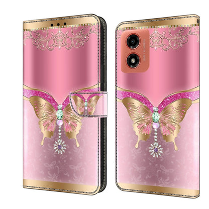 For Motorola Moto G Play 2024 Crystal 3D Shockproof Protective Leather Phone Case(Pink Bottom Butterfly) - Motorola Cases by PMC Jewellery | Online Shopping South Africa | PMC Jewellery | Buy Now Pay Later Mobicred