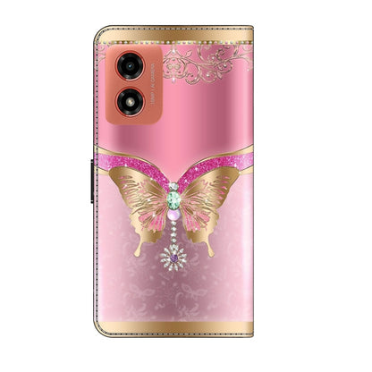 For Motorola Moto G Play 2024 Crystal 3D Shockproof Protective Leather Phone Case(Pink Bottom Butterfly) - Motorola Cases by PMC Jewellery | Online Shopping South Africa | PMC Jewellery | Buy Now Pay Later Mobicred