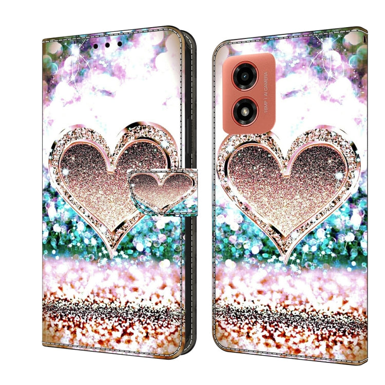 For Motorola Moto G Play 2024 Crystal 3D Shockproof Protective Leather Phone Case(Pink Diamond Heart) - Motorola Cases by PMC Jewellery | Online Shopping South Africa | PMC Jewellery | Buy Now Pay Later Mobicred