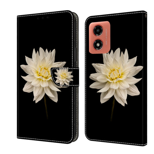 For Motorola Moto G Play 2024 Crystal 3D Shockproof Protective Leather Phone Case(White Flower) - Motorola Cases by PMC Jewellery | Online Shopping South Africa | PMC Jewellery | Buy Now Pay Later Mobicred