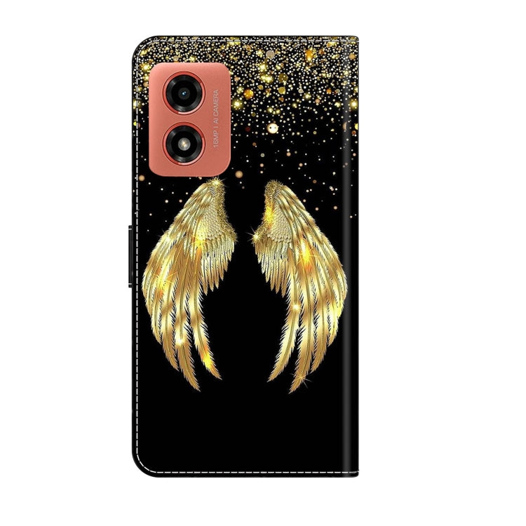 For Motorola Moto G Play 2024 Crystal 3D Shockproof Protective Leather Phone Case(Golden Wings) - Motorola Cases by PMC Jewellery | Online Shopping South Africa | PMC Jewellery | Buy Now Pay Later Mobicred