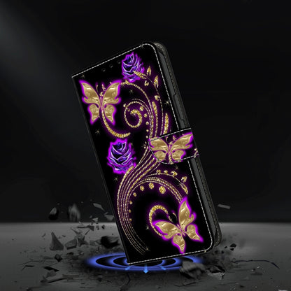 For Motorola Moto G Play 2024 Crystal 3D Shockproof Protective Leather Phone Case(Purple Flower Butterfly) - Motorola Cases by PMC Jewellery | Online Shopping South Africa | PMC Jewellery | Buy Now Pay Later Mobicred