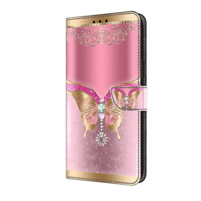 For Motorola Moto G24 Crystal 3D Shockproof Protective Leather Phone Case(Pink Bottom Butterfly) - Motorola Cases by PMC Jewellery | Online Shopping South Africa | PMC Jewellery | Buy Now Pay Later Mobicred