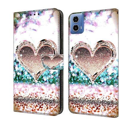 For Motorola Moto G24 Crystal 3D Shockproof Protective Leather Phone Case(Pink Diamond Heart) - Motorola Cases by PMC Jewellery | Online Shopping South Africa | PMC Jewellery | Buy Now Pay Later Mobicred