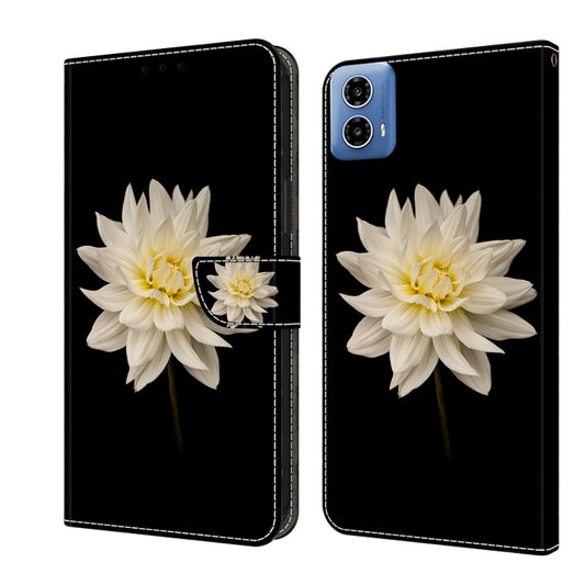 For Motorola Moto G24 Crystal 3D Shockproof Protective Leather Phone Case(White Flower) - Motorola Cases by PMC Jewellery | Online Shopping South Africa | PMC Jewellery | Buy Now Pay Later Mobicred