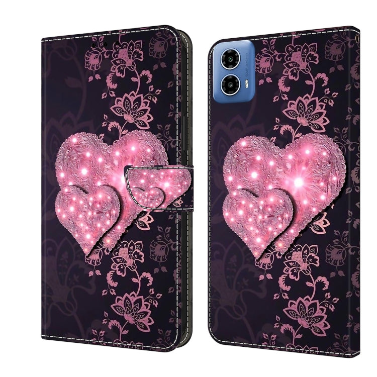 For Motorola Moto G24 Crystal 3D Shockproof Protective Leather Phone Case(Lace Love) - Motorola Cases by PMC Jewellery | Online Shopping South Africa | PMC Jewellery | Buy Now Pay Later Mobicred