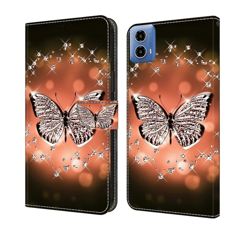 For Motorola Moto G24 Crystal 3D Shockproof Protective Leather Phone Case(Crystal Butterfly) - Motorola Cases by PMC Jewellery | Online Shopping South Africa | PMC Jewellery | Buy Now Pay Later Mobicred