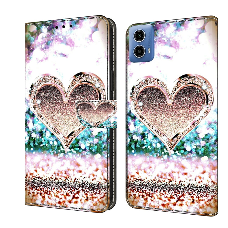 For Motorola Moto G24 Power Crystal 3D Shockproof Protective Leather Phone Case(Pink Diamond Heart) - Motorola Cases by PMC Jewellery | Online Shopping South Africa | PMC Jewellery | Buy Now Pay Later Mobicred