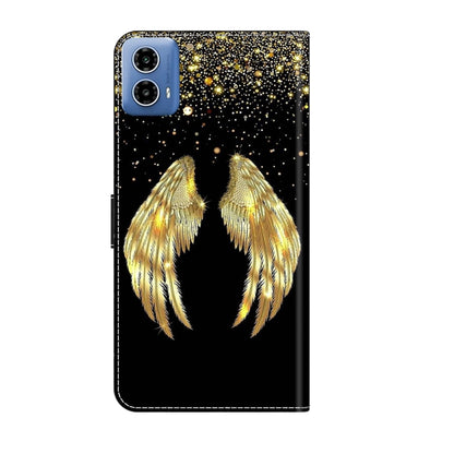 For Motorola Moto G24 Power Crystal 3D Shockproof Protective Leather Phone Case(Golden Wings) - Motorola Cases by PMC Jewellery | Online Shopping South Africa | PMC Jewellery | Buy Now Pay Later Mobicred