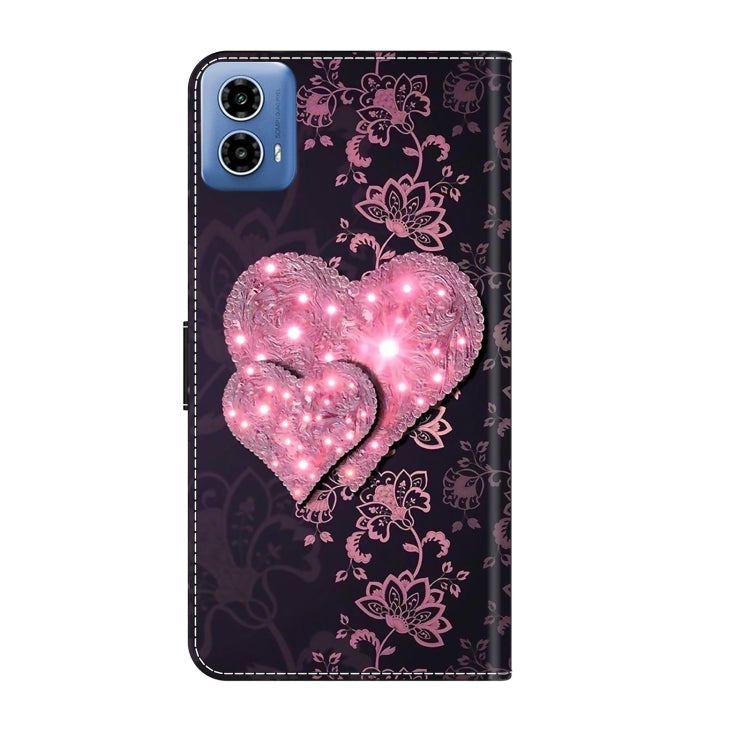 For Motorola Moto G34 Crystal 3D Shockproof Protective Leather Phone Case(Lace Love) - Motorola Cases by PMC Jewellery | Online Shopping South Africa | PMC Jewellery | Buy Now Pay Later Mobicred