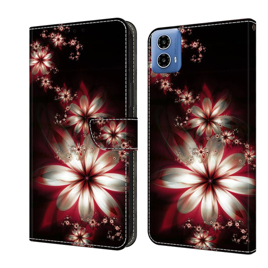 For Motorola Moto G34 Crystal 3D Shockproof Protective Leather Phone Case(Fantastic Flower) - Motorola Cases by PMC Jewellery | Online Shopping South Africa | PMC Jewellery | Buy Now Pay Later Mobicred