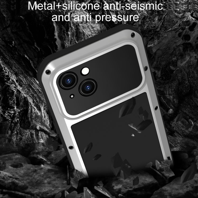 For iPhone 15 LOVE MEI Metal Shockproof Life Waterproof Dustproof Phone Case(Silver) - iPhone 15 Cases by LOVE MEI | Online Shopping South Africa | PMC Jewellery